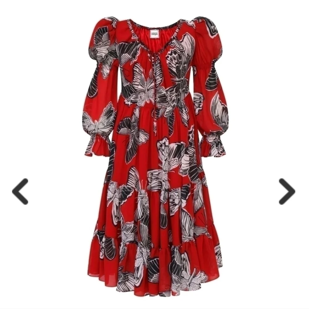 Autumn Adeigbo Fleur dress red butterfly 10 NWT - Picture 2 of 9
